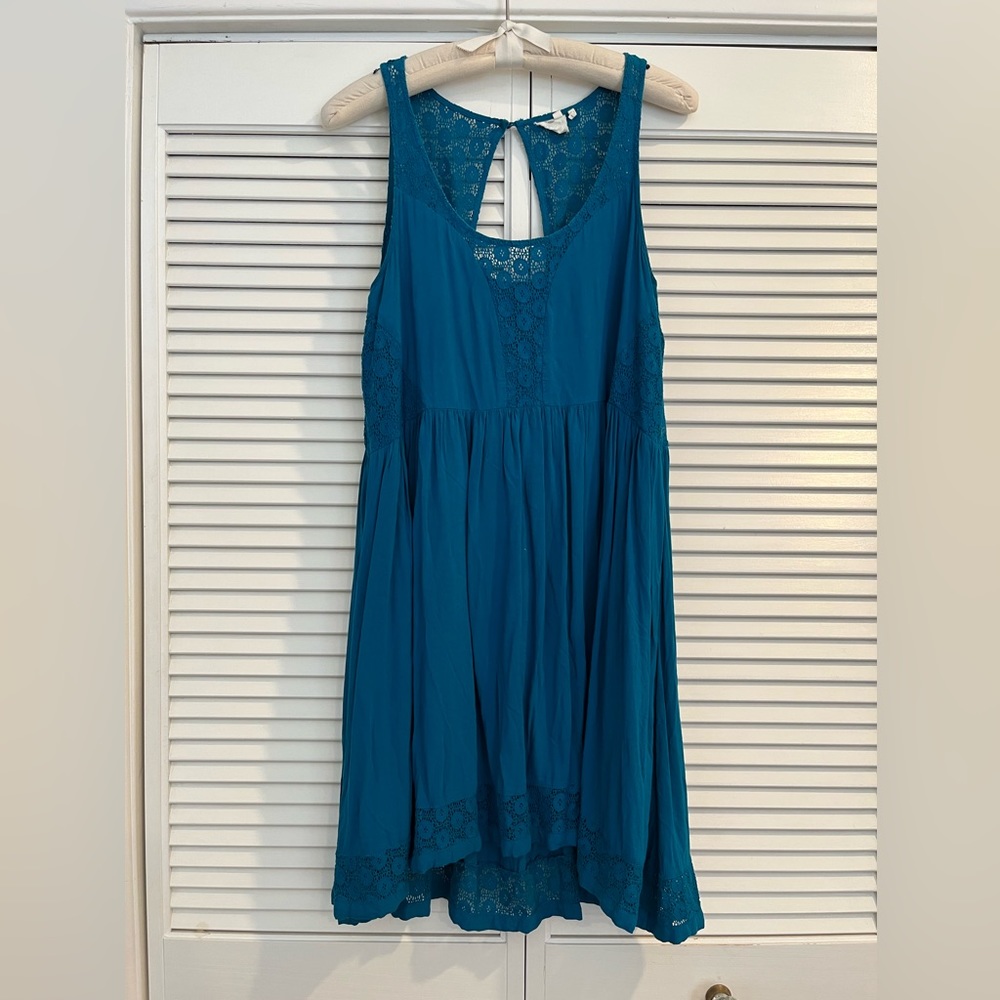 Anthropologie Dress turquoise rayon size med